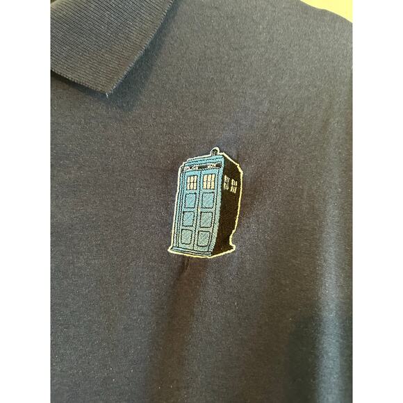 Dr. Who Tardis Embroidered Logo Patch Navy Polo Size 2XL XXL Jerzees - Picture 5 of 5